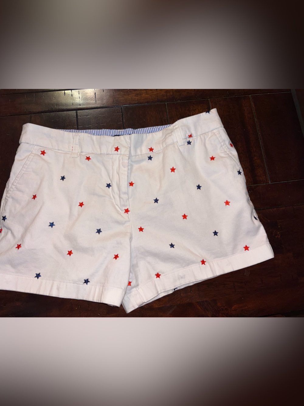 British Khaki Navy Label on Red, Blue & White Stars shorts